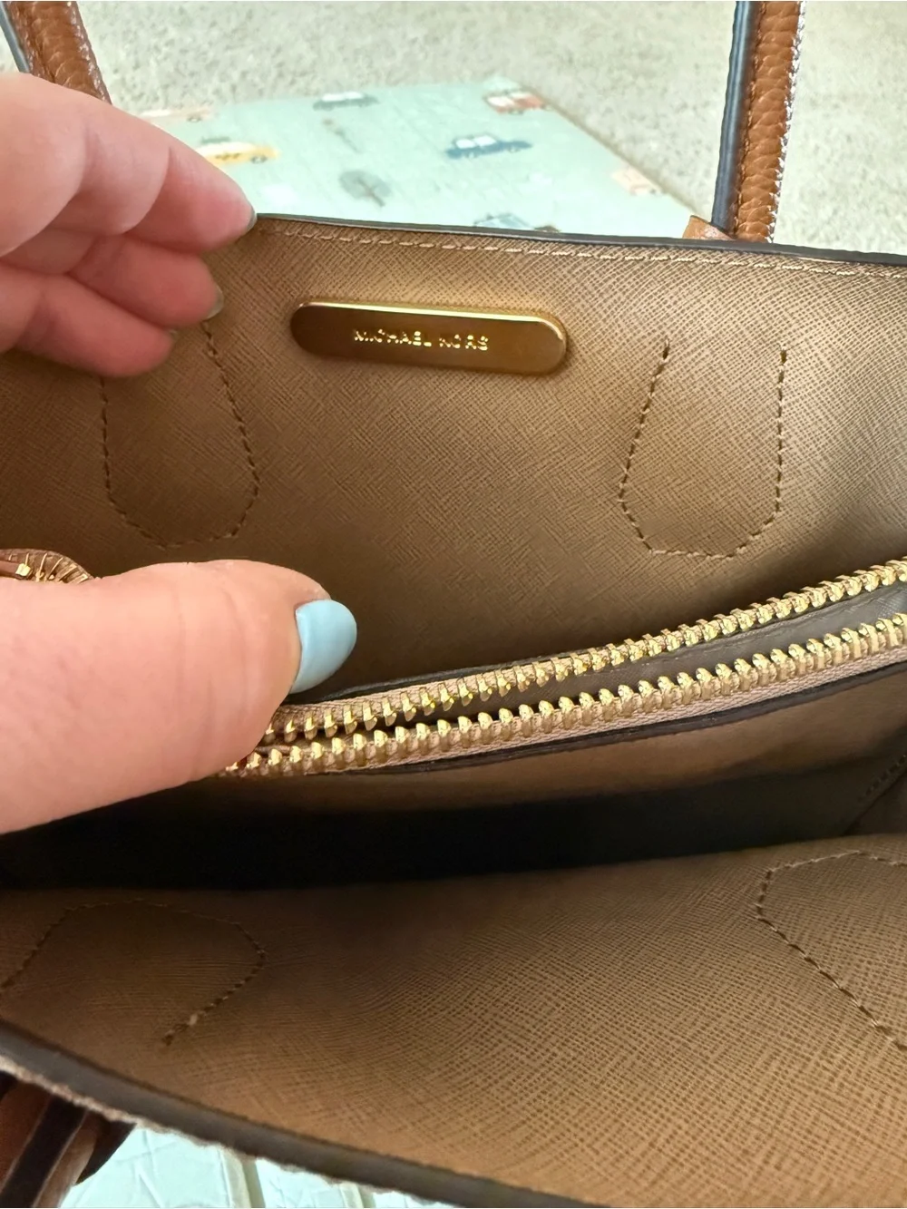 Michael Kors Brown Pebbled Leather Top-Handle Satchel with Gold Hardware
